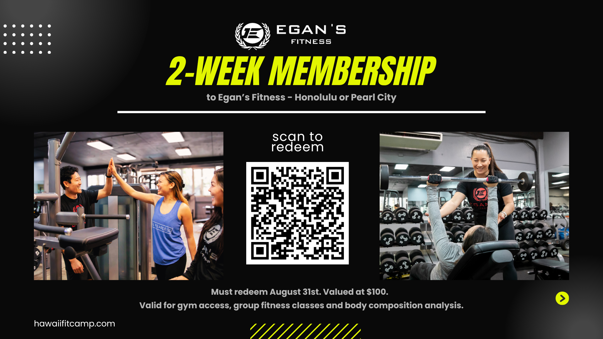 Free 2-Week Membership to Egan's Fitness - Honolulu or Pearl City